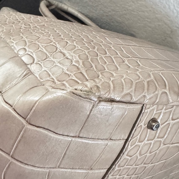 FURLA Crocodile Embossed Beige Tote Bag - Picture 5 of 13